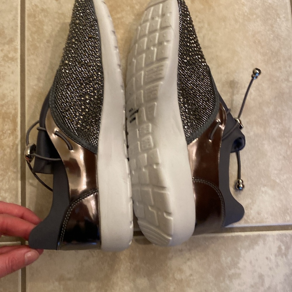 Rhinestone, tennis shoes, drawstring, gray white - Picture 6 of 8